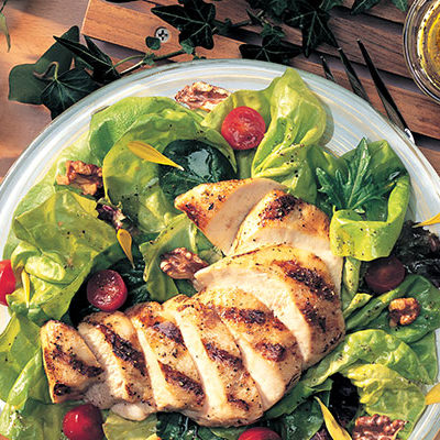 grilled chicken on a salad